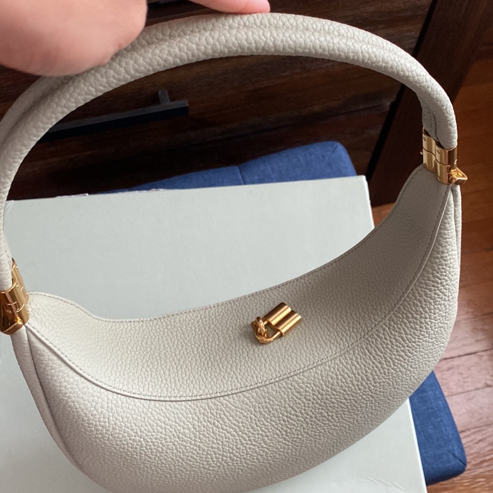 Songmont Pebbled Luna Jade Crescent Hobo Bag with Gold Hardware - Picture 7 of 13